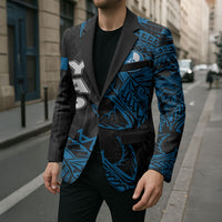 Yap Island Tribal Heritage Blazer Micronesian Polynesian Tattoo Pattern Blue Black Cultural Art TS04 - Polynesian Pride