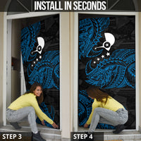 Yap Island Tribal Heritage Door Cover Micronesian Polynesian Tattoo Pattern Blue Black Cultural Art TS04 - Polynesian Pride