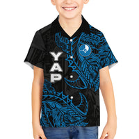 Yap Island Tribal Heritage Family Matching Mermaid Dress and Hawaiian Shirt Micronesian Polynesian Tattoo Pattern Blue Black Cultural Art