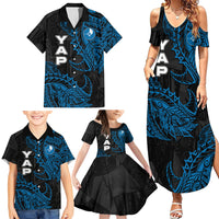 Yap Island Tribal Heritage Family Matching Summer Maxi Dress and Hawaiian Shirt Micronesian Polynesian Tattoo Pattern Blue Black Cultural Art TS04 - Polynesian Pride