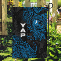 Yap Island Tribal Heritage Garden Flag Micronesian Polynesian Tattoo Pattern Blue Black Cultural Art TS04 Garden Flag Black Blue - Polynesian Pride