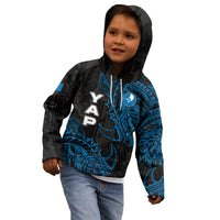 Yap Island Tribal Heritage Kid Hoodie Micronesian Polynesian Tattoo Pattern Blue Black Cultural Art TS04 - Polynesian Pride