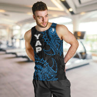 Yap Island Tribal Heritage Men Tank Top Micronesian Polynesian Tattoo Pattern Blue Black Cultural Art TS04 Black Blue - Polynesian Pride