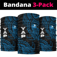 Yap Island Tribal Heritage Neck Gaiter Micronesian Polynesian Tattoo Pattern Blue Black Cultural Art TS04 package One Size: 25*50cm Black Blue - Polynesian Pride