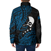 Yap Island Tribal Heritage Padded Jacket Micronesian Polynesian Tattoo Pattern Blue Black Cultural Art TS04 - Polynesian Pride