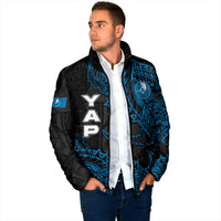 Yap Island Tribal Heritage Padded Jacket Micronesian Polynesian Tattoo Pattern Blue Black Cultural Art TS04 - Polynesian Pride