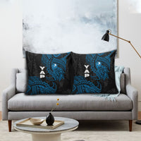 Yap Island Tribal Heritage Pillow Cover Micronesian Polynesian Tattoo Pattern Blue Black Cultural Art TS04 - Polynesian Pride