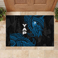 Yap Island Tribal Heritage Rubber Doormat Micronesian Polynesian Tattoo Pattern Blue Black Cultural Art TS04 Black Blue - Polynesian Pride
