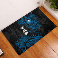 Yap Island Tribal Heritage Rubber Doormat Micronesian Polynesian Tattoo Pattern Blue Black Cultural Art TS04 - Polynesian Pride