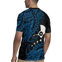 Yap Island Tribal Heritage Rugby Jersey Micronesian Polynesian Tattoo Pattern Blue Black Cultural Art TS04 - Polynesian Pride