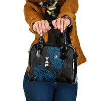 Yap Island Tribal Heritage Shoulder Handbag Micronesian Polynesian Tattoo Pattern Blue Black Cultural Art TS04 One Size Black Blue - Polynesian Pride