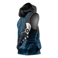 Yap Island Tribal Heritage Sleeveless Hoodie Micronesian Polynesian Tattoo Pattern Blue Black Cultural Art TS04 - Polynesian Pride