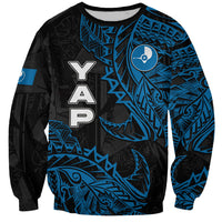 Yap Island Tribal Heritage Sweatshirt Micronesian Polynesian Tattoo Pattern Blue Black Cultural Art TS04 Unisex Black Blue - Polynesian Pride