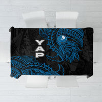 Yap Island Tribal Heritage Tablecloth Micronesian Polynesian Tattoo Pattern Blue Black Cultural Art TS04 Black Blue - Polynesian Pride