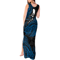 Yap Island Tribal Heritage Tank Maxi Dress Micronesian Polynesian Tattoo Pattern Blue Black Cultural Art TS04 - Polynesian Pride