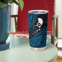 Yap Island Tribal Heritage Tumbler Cup Micronesian Polynesian Tattoo Pattern Blue Black Cultural Art TS04 - Polynesian Pride