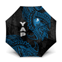 Yap Island Tribal Heritage Umbrella Micronesian Polynesian Tattoo Pattern Blue Black Cultural Art TS04 One Size Folded 11.42 inch Opened Diameter 37.4 inch Black Blue - Polynesian Pride