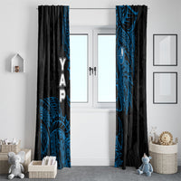 Yap Island Tribal Heritage Window Curtain Micronesian Polynesian Tattoo Pattern Blue Black Cultural Art TS04 - Polynesian Pride