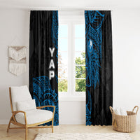Yap Island Tribal Heritage Window Curtain Micronesian Polynesian Tattoo Pattern Blue Black Cultural Art TS04 - Polynesian Pride