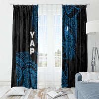 Yap Island Tribal Heritage Window Curtain Micronesian Polynesian Tattoo Pattern Blue Black Cultural Art TS04 - Polynesian Pride