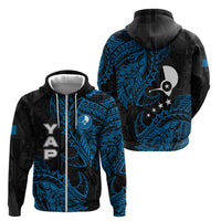 Yap Island Tribal Heritage Zip Hoodie Micronesian Polynesian Tattoo Pattern Blue Black Cultural Art TS04 - Polynesian Pride