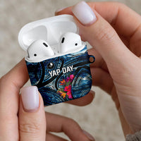 Yap Day Island Floral Tribal Heritage AirPods Case Micronesian Hibiscus Pattern Polynesian Tattoo Blue Art TS04 - Polynesian Pride
