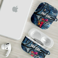Yap Day Island Floral Tribal Heritage AirPods Case Micronesian Hibiscus Pattern Polynesian Tattoo Blue Art TS04 - Polynesian Pride