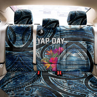 Yap Day Island Floral Tribal Heritage Back Car Seat Cover Micronesian Hibiscus Pattern Polynesian Tattoo Blue Art TS04 - Polynesian Pride