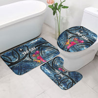 Yap Day Island Floral Tribal Heritage Bathroom Set Micronesian Hibiscus Pattern Polynesian Tattoo Blue Art TS04 - Polynesian Pride