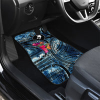 Yap Day Island Floral Tribal Heritage Car Mats Micronesian Hibiscus Pattern Polynesian Tattoo Blue Art TS04 - Polynesian Pride