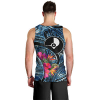 Yap Day Island Floral Tribal Heritage Men Tank Top Micronesian Hibiscus Pattern Polynesian Tattoo Blue Art TS04 - Polynesian Pride