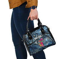 Yap Day Island Floral Tribal Heritage Shoulder Handbag Micronesian Hibiscus Pattern Polynesian Tattoo Blue Art TS04 - Polynesian Pride
