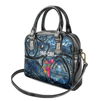 Yap Day Island Floral Tribal Heritage Shoulder Handbag Micronesian Hibiscus Pattern Polynesian Tattoo Blue Art TS04 - Polynesian Pride