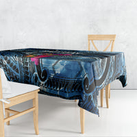 Yap Day Island Floral Tribal Heritage Tablecloth Micronesian Hibiscus Pattern Polynesian Tattoo Blue Art TS04 - Polynesian Pride