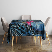 Yap Day Island Floral Tribal Heritage Tablecloth Micronesian Hibiscus Pattern Polynesian Tattoo Blue Art TS04 - Polynesian Pride