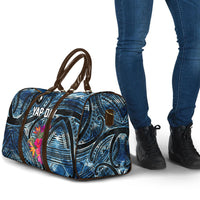 Yap Day Island Floral Tribal Heritage Travel Bag Micronesian Hibiscus Pattern Polynesian Tattoo Blue Art TS04 - Polynesian Pride