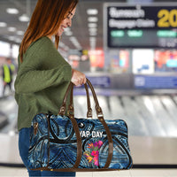 Yap Day Island Floral Tribal Heritage Travel Bag Micronesian Hibiscus Pattern Polynesian Tattoo Blue Art TS04 - Polynesian Pride