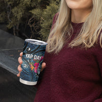 Yap Day Island Floral Tribal Heritage Tumbler Cup Micronesian Hibiscus Pattern Polynesian Tattoo Blue Art TS04 - Polynesian Pride