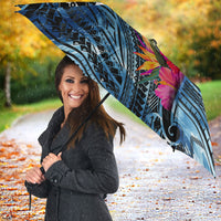 Yap Day Island Floral Tribal Heritage Umbrella Micronesian Hibiscus Pattern Polynesian Tattoo Blue Art TS04 - Polynesian Pride