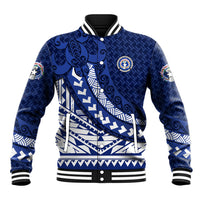 Northern Mariana Islands Saipan Baseball Jacket Polynesian Tribal Pattern - Commonwealth Seal Art
