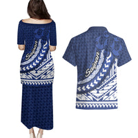 Northern Mariana Islands Saipan Couples Matching Puletasi and Hawaiian Shirt Polynesian Tribal Pattern - Commonwealth Seal Art TS04 - Polynesian Pride