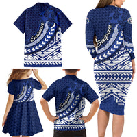 Northern Mariana Islands Saipan Family Matching Long Sleeve Bodycon Dress and Hawaiian Shirt Polynesian Tribal Pattern - Commonwealth Seal Art TS04 - Polynesian Pride