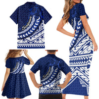 Northern Mariana Islands Saipan Family Matching Short Sleeve Bodycon Dress and Hawaiian Shirt Polynesian Tribal Pattern - Commonwealth Seal Art TS04 - Polynesian Pride