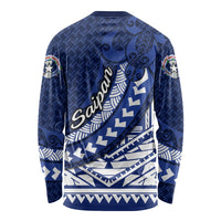 Northern Mariana Islands Saipan Long Sleeve Shirt Polynesian Tribal Pattern - Commonwealth Seal Art