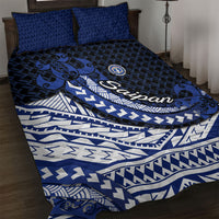 Northern Mariana Islands Saipan Quilt Bed Set Polynesian Tribal Pattern - Commonwealth Seal Art