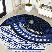 Northern Mariana Islands Saipan Round Carpet Polynesian Tribal Pattern - Commonwealth Seal Art