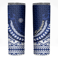 Northern Mariana Islands Saipan Skinny Tumbler Polynesian Tribal Pattern - Commonwealth Seal Art
