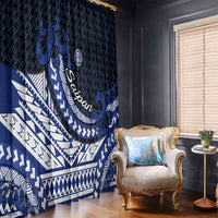 Northern Mariana Islands Saipan Window Curtain Polynesian Tribal Pattern - Commonwealth Seal Art