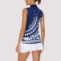 Northern Mariana Islands Saipan Women Sleeveless Polo Shirt Polynesian Tribal Pattern - Commonwealth Seal Art TS04 - Polynesian Pride