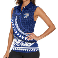Northern Mariana Islands Saipan Women Sleeveless Polo Shirt Polynesian Tribal Pattern - Commonwealth Seal Art TS04 - Polynesian Pride
